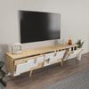 Hanah Home Stylish TV Stand, Oak & White, 160 x 45 x 35 cm | 100% Melamine Coated Particle Board, 18 mm Thick | Modern Design for Living Room & Entertainment Spaces Bild 3