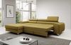 Designer Sofa Melinda mit Schlaf- und Klappfunktion Stoff Senf Links Bild 4