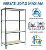 Simonrack Schwerlastregal, Lagerregal, 150 x 100 x 50 cm, Metallregal, Kellerregal, Biegestelle 150 kg, 4 Holzfachböden, Grau/Holz - Maderclick Bild 4