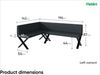 MEBLINI Eckbank für Esszimmer mit ausziehbarem Tisch - Küchenbank - Essecke - Sitzecke Küche - PETER - X-Beine 142x196x87cm Links - Dunkelgrau Kunstleder/B Weiß Hochgl. Bild 3