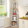 DWVO Eckregal 5 Ebenen, Eckbuchhandel mit Metallrahmen, Industrial Ladder -Bücherregal, Bodenständiges Displayregal, Hoher Speicherregal, für Wohnzimmer, Küche, Schlafzimmer, Reines Weiß Standregal Bild 3