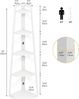 DWVO Eckregal 5 Ebenen, Eckbuchhandel mit Metallrahmen, Industrial Ladder -Bücherregal, Bodenständiges Displayregal, Hoher Speicherregal, für Wohnzimmer, Küche, Schlafzimmer, Reines Weiß Standregal Bild 2
