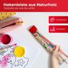 LouMaxx Hakenleiste Holz aus Kiefer mit 4 Holzhaken – Wandgarderobe Holz - Garderobe Kinder - Garderobe Holz - Kleiderhaken Holz zur Wandbefestigung aus Nicht behandeltem Kiefernholz Bild 5