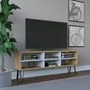 Hanah Home Stylish TV Stand with Wall-Mount Option, Oak & White, 120 x 25 x 46.6 cm | 100% Melamine Coated Particle Board, 18 mm Thick | Multiple Shelves for Modern Living Rooms Bild 2