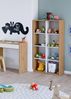 Dmora - Buchhandlung Sacramento, Umschaltbares Bücherregal mit 8 Fächern, Multipositions-TV-Ständer, cm 72x33h137, Asteffekt Eiche und Weiß Bild 5