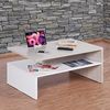 RICOO Kleiner Tisch 90 x 60 x 42 cm Holz Weiß und Eiche Hellbraun Beige WM080-W-EP, Fernseher TV Wohnzimmertisch Couchtisch mit Stauraum Bild 2