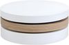 Vente-unique - Couchtisch rund - drehbar - 1 Ablagefach - MDF - Weiß & Holzfarben hell - JANITA Bild 3