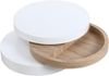 Vente-unique - Couchtisch rund - drehbar - 1 Ablagefach - MDF - Weiß & Holzfarben hell - JANITA Bild 5