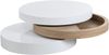 Vente-unique - Couchtisch rund - drehbar - 1 Ablagefach - MDF - Weiß & Holzfarben hell - JANITA Bild 4