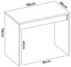 Dmora - Schreibtisch Forato, platzsparender Mehrzweck-Büroschreibtisch, linearer Arbeitstisch mit 1 Schublade, 90 x 50 x 74 cm, Weiß und Eiche Bild 2