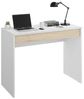 Dmora - Schreibtisch Forato, platzsparender Mehrzweck-Büroschreibtisch, linearer Arbeitstisch mit 1 Schublade, 90 x 50 x 74 cm, Weiß und Eiche Bild 3