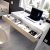 Dmora - Schreibtisch Forato, platzsparender Mehrzweck-Büroschreibtisch, linearer Arbeitstisch mit 1 Schublade, 90 x 50 x 74 cm, Weiß und Eiche Bild 4