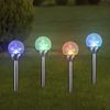 Haushalt International LED Solarleuchten 4er Set – Crackle-Glas – Umschaltbar Weiß & Farbe – Gartenleuchten Solarbetrieben – Außenbeleuchtung Deko Bild 4