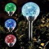 Haushalt International LED Solarleuchten 4er Set – Crackle-Glas – Umschaltbar Weiß & Farbe – Gartenleuchten Solarbetrieben – Außenbeleuchtung Deko Bild 5