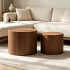 Set of 2 Nesting Round End Tables, Modern Walnut Veneer Cylinder Side Tables, Stackable Accent Coffee Tables for Living Room, Bedroom, Small Space Bild 5