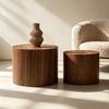 Set of 2 Nesting Round End Tables, Modern Walnut Veneer Cylinder Side Tables, Stackable Accent Coffee Tables for Living Room, Bedroom, Small Space Bild 2