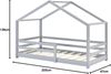[en. casa] Hausbett hellgrau 90x200 cm, inkl. Lattenrost und Rausfallschutz Bild 3