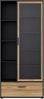 Forte MOKKARO Vitrine R 85, Vitrinenschrank mit Glastür, Regalböden und Schublade, Holzwerkstoff, Mauvella Eiche Dekor/Schwarz, 84,7 cm breit, 190,5 cm hoch, 42 cm tief Bild 3