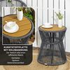 Outsunny Beistelltisch Gartentisch mit verstellbaren Füßen (Kaffeetisch, 1-St, Ratten Beistelltisch), Dunkelgrau+Natur, 39 x 39 x 49 cm Bild 4
