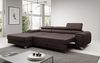 Designer Sofa Melinda mit Schlaf- und Klappfunktion Stoff Dunkelbraun Links Bild 4