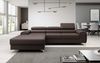 Designer Sofa Melinda mit Schlaf- und Klappfunktion Stoff Dunkelbraun Links Bild 2