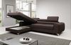 Designer Sofa Melinda mit Schlaf- und Klappfunktion Stoff Dunkelbraun Links Bild 5