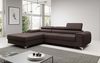 Designer Sofa Melinda mit Schlaf- und Klappfunktion Stoff Dunkelbraun Links Bild 3