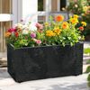 Spetebo Blumentopf Kunststoff Blumenkasten Beton Optik 2 Kammern auf Rollen (Anzahl, 1 St, Stück), 6 Rollen für flexible Platzierung Bild 5