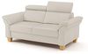 CAVADORE 2-Sitzer-Sofa Ammerland in Echtleder / Landhaus-Sofa mit Federkern + Kopfteilverstellung / 156 x 84 x 93 / Leder Weiß Bild 4