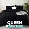 Utopia Bedding Bettbezug-Set mit Kissenbezügen – 3-teiliges Bettbezug-Set mit Reißverschluss – 1 Bettbezug mit 2 Kissenbezügen – Weiches, gebürstetes Mikrofaser (Queen, Schwarz) Bild 2