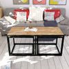Hanah Home Modern Extendable Coffee Table with 2 Side Tables, Oak & Black, 120 x 60 x 50 cm | 100% Melamine Coated, Metal Frame, Additional Storage | Stylish & Functional Bild 3
