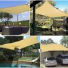 Dripex Sonnensegel wasserdicht Sonnenschutz Set 3X5 m inkl Befestigungsseile Rechteckig Polyester Imprägniert 95% UV Schutz Windschutz Wetterschutz für Balkon Garten Terrasse - Sand Bild 4