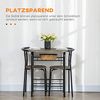 HOMCOM Essgruppe Esstisch mit 2 Stühlen Ablagefach Platzsparend Esszimmergruppe Ovaler Sitzgruppe Küchentisch-Set für Esszimmer, Küche Schwarz Bild 4