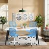 FurnitureR Esszimmer-Drehstühle, 1PC Küchenstuhl, gepolsterter Stuhl, Drehstuhl, bequemer Stuhl mit Rädern, Rückenlehne, armloser Stuhl für Esszimmer, Wohnzimmer, Blau Bild 2