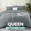 Utopia Bedding Bettbezug-Set mit Kissenbezügen, 3-teilig, Bettbezug mit Reißverschluss, 1 Bettbezug mit 2 Kissenbezügen, weich gebürstete Mikrofaser (Queen, Grau) Bild 2