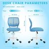 FurnitureR Moderner Bürostuhl, Computersitz, verstellbar, Drehstuhl ohne Armlehne, Arbeitszimmer für Kinder, Büro, Zuhause, Blau, Metall, 38.5CM x40CM x75-87CM Bild 3