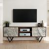 Lowboard Sheesham Massivholz 150x56x35cm TV-Kommode Steinoptik Weiß Modern Metallbeine Bild 2