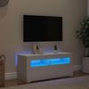 vidaXL TV Schrank mit LED-Leuchten Lowboard Fernsehschrank Fernsehtisch Sideboard HiFi-Schrank TV Möbel Tisch Board Weiß 90 x 35 x 40 cm Bild 2