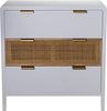 DRW Kommode mit 3 Schubladen aus MDF und Rattan in Weiß und Natur 80 x 40 x 82 cm, estandar Bild 4