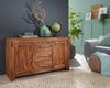 Wohnling MUMBAI Sideboard Massivholz Sheesham, 3 Schubladen 2 Türen, Landhaus-Stil Bild 4