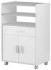 Zusatzschrank für Mikrowelle, Küchentisch mit Schublade und zwei Türen, Weiß- und Zementfarbe, Maße: 92 cm (Höhe) x 59 cm (Breite) x 40 cm (Tiefe) Bild 5