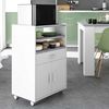 Zusatzschrank für Mikrowelle, Küchentisch mit Schublade und zwei Türen, Weiß- und Zementfarbe, Maße: 92 cm (Höhe) x 59 cm (Breite) x 40 cm (Tiefe) Bild 2