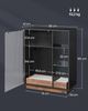 VASAGLE Weinschrank mit Beleuchtung, Sideboard mit LED, Küchenschrank für Weinflaschen, Barschrank mit Weinglashalter, geriffelte Glastür, für Wohnzimmer, ebenholzschwarz BBK361B21 Bild 2
