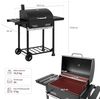 Royal Gourmet Holzkohlegrill Grillwagen mit klappbaren Seitenablagen, Smoker Standgrill mit Decekl, Thermometer, Kohlegrill Schwarz Bild 3