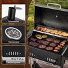 Royal Gourmet Holzkohlegrill Grillwagen mit klappbaren Seitenablagen, Smoker Standgrill mit Decekl, Thermometer, Kohlegrill Schwarz Bild 5