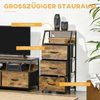 HOMCOM Kommode Aufbewahrungsachrank mit 3 Schubladen (Lagerschrank aus Stoff mit Ausstellungsregalen, 1 St, mit Regal, Griff), für Wohnzimmer, Schlafzimmer, Rustikal-Braun Bild 4