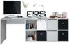 Habitdesign, Schreibtisch – flexibler PC-Tisch in Artik weiß und Zementgrau, rechts, links oder gerade aufstellbar, Maße: 136–203x66–139x74 cm (B x H x T), ideal für Homeoffice, Modell Adapta Plus Bild 5