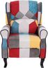 BAKAJI Sedia Poltrona Reclinabile Toppe Seduta Comoda Struttura Legno Lehnstuhl Patchwork Patches Design bequemer Sitz Struktur Holz, Canvas, braun, Standard Bild 3