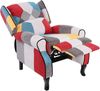 BAKAJI Sedia Poltrona Reclinabile Toppe Seduta Comoda Struttura Legno Lehnstuhl Patchwork Patches Design bequemer Sitz Struktur Holz, Canvas, braun, Standard Bild 4