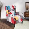 BAKAJI Sedia Poltrona Reclinabile Toppe Seduta Comoda Struttura Legno Lehnstuhl Patchwork Patches Design bequemer Sitz Struktur Holz, Canvas, braun, Standard Bild 2